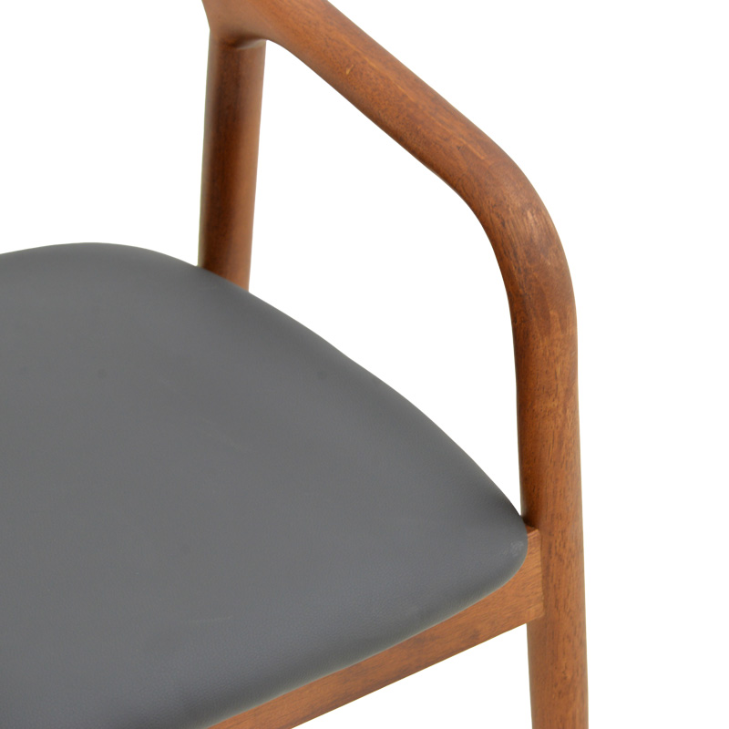 Πολυθρόνα Hogie pakoworld rubberwood καρυδί- μαύρο pu μαξιλάρι 61x60x76εκ | 2 τμχ