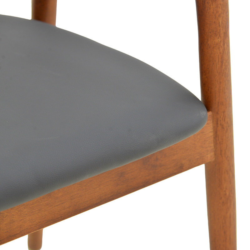 Πολυθρόνα Hogie pakoworld rubberwood καρυδί- μαύρο pu μαξιλάρι 61x60x76εκ | 2 τμχ