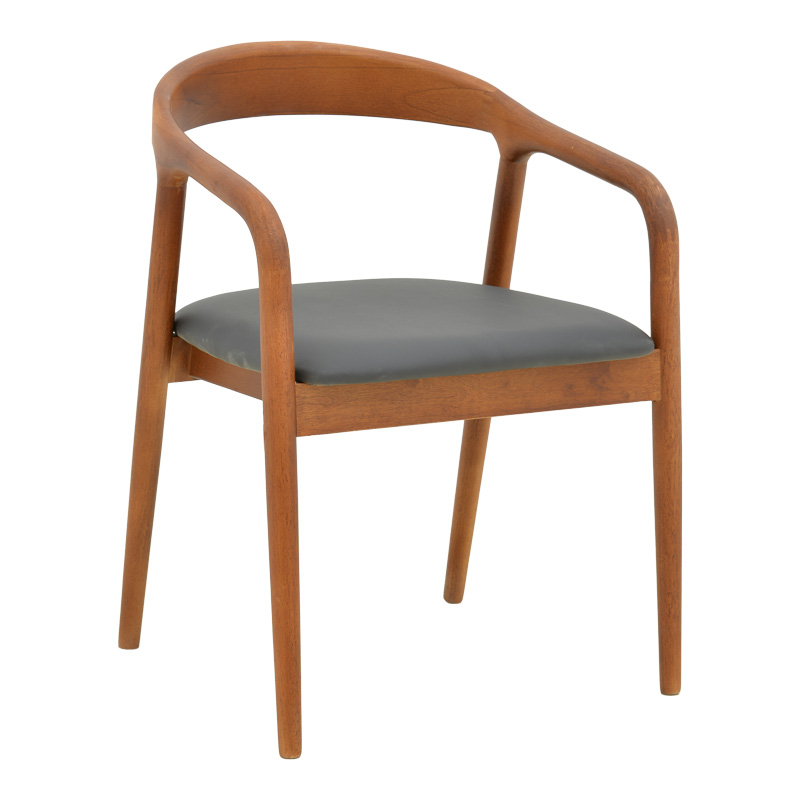 Πολυθρόνα Hogie pakoworld rubberwood καρυδί- μαύρο pu μαξιλάρι 61x60x76εκ | 2 τμχ