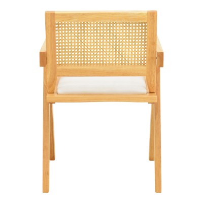 Πολυθρόνα Winslow pakoworld rubberwood σε φυσική απόχρωση-ύφασμα λευκό 51x54x80εκ