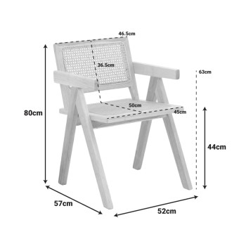 Πολυθρόνα Winslow pakoworld rubberwood-rattan σε φυσική απόχρωση 51x54x80εκ