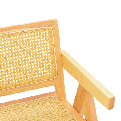 Πολυθρόνα Winslow pakoworld rubberwood-rattan σε φυσική απόχρωση 51x54x80εκ