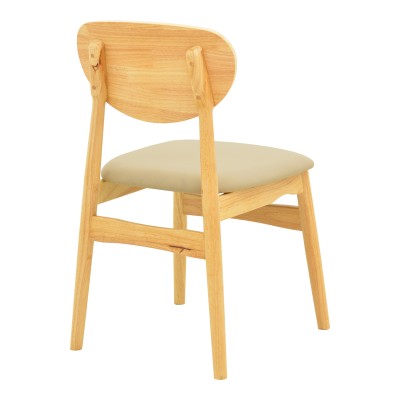 Καρέκλα Cardith pakoworld rubberwood-plywood σε φυσική απόχρωση-pu μπεζ 48x51x78εκ