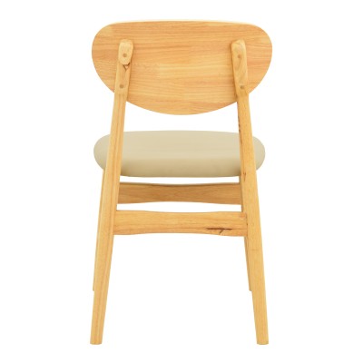 Καρέκλα Cardith pakoworld rubberwood-plywood σε φυσική απόχρωση-pu μπεζ 48x51x78εκ