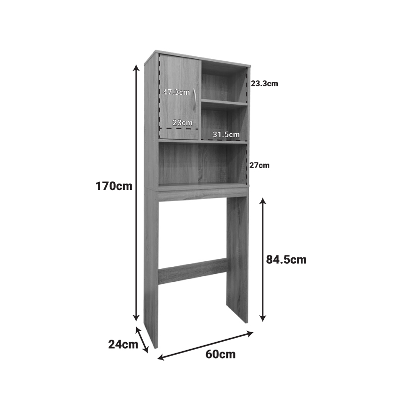 Έπιπλο μπάνιου Tazien pakoworld σε sonoma απόχρωση 60x24x168.5εκ