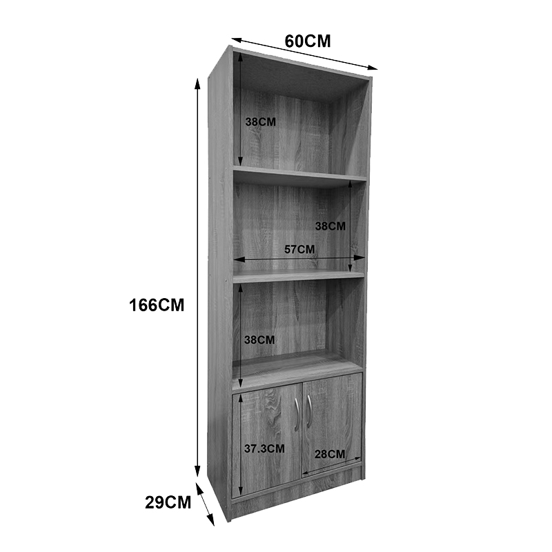 Βιβλιοθήκη Tekaro pakoworld σε sonoma απόχρωση 60x29x166εκ