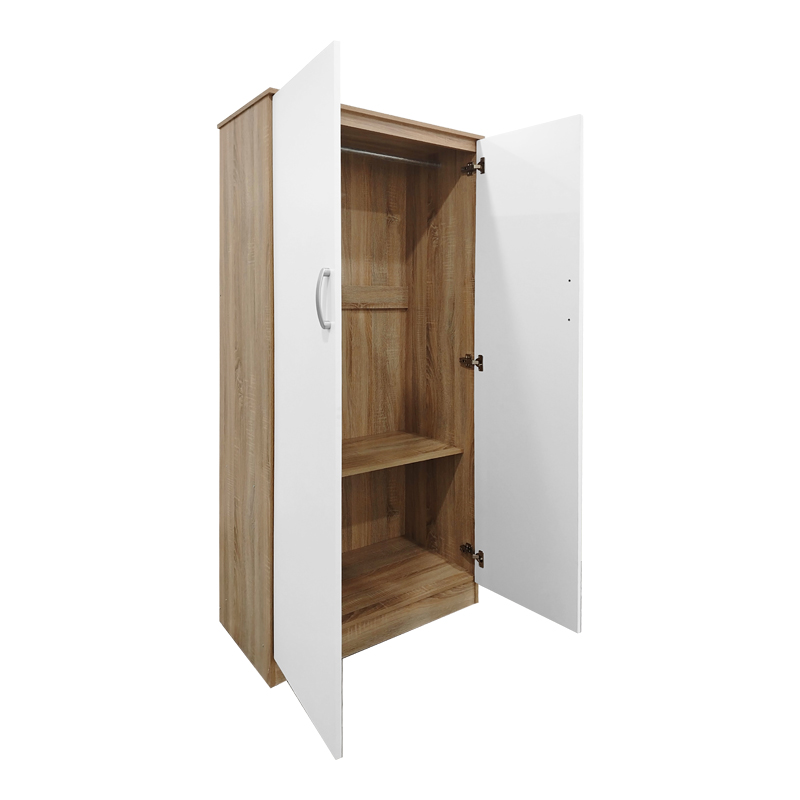 Ντουλάπα δίφυλλη Athos pakoworld σε sonoma-λευκή απόχρωση 80x42x180εκ