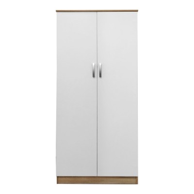 Ντουλάπα δίφυλλη Athos pakoworld σε sonoma-λευκή απόχρωση 80x42x180εκ