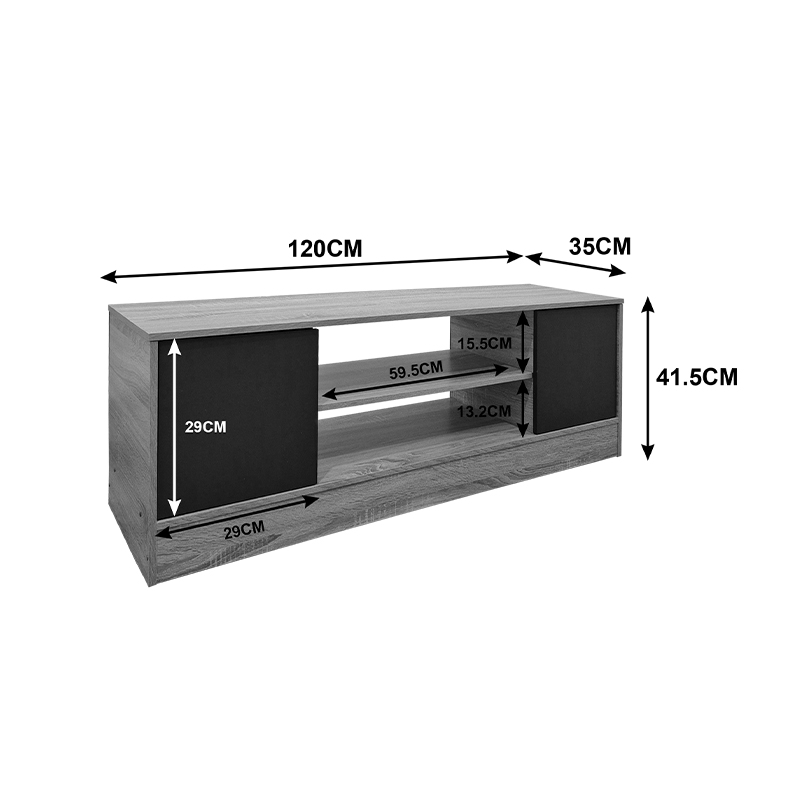Έπιπλο τηλεόρασης Sasa pakoworld sonoma-ανθρακί 120x35x41.5εκ