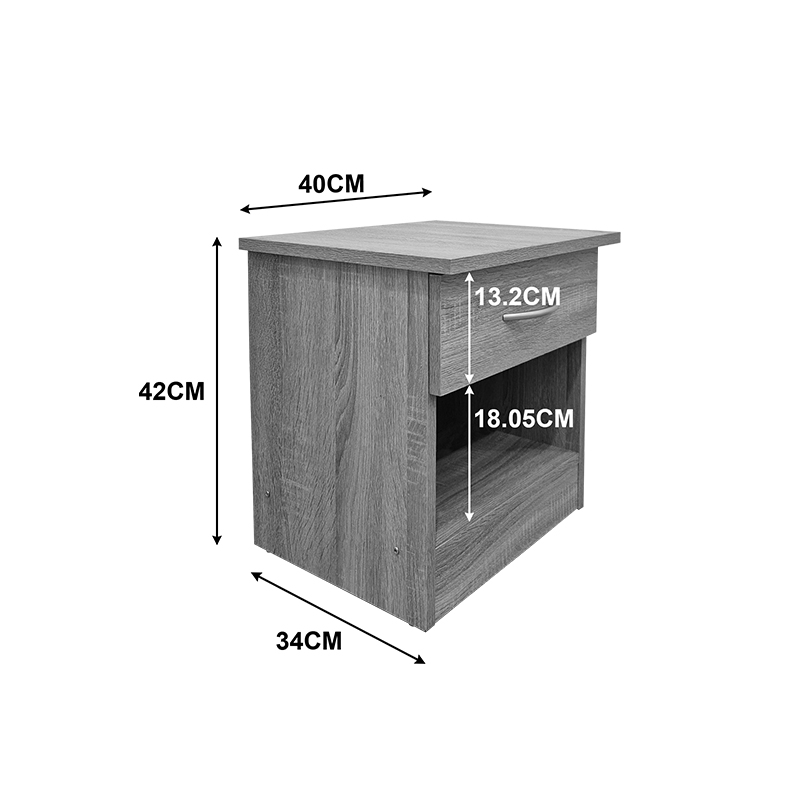 Κομοδίνο Bedy pakoworld ανθρακί 40x34x42εκ