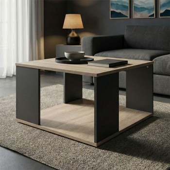 Τραπέζι σαλονιού Zelegan pakoworld sonoma-ανθρακί 60x60x39εκ