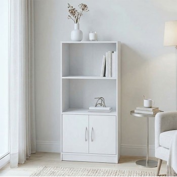 Βιβλιοθήκη Tekaro pakoworld λευκή 60x30x120εκ