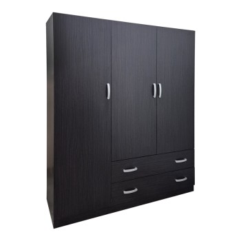 Ντουλάπα τρίφυλλη με 2 συρτάρια Alvia pakoworld wenge150x51x180εκ