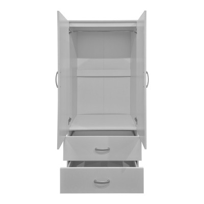 Ντουλάπα δίφυλλη με 2 συρτάρια Alvia pakoworld λευκή 80x51.5x180εκ