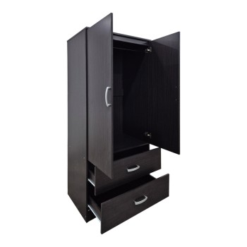 Ντουλάπα δίφυλλη με 2 συρτάρια Alvia pakoworld wenge 80x51.5x180εκ