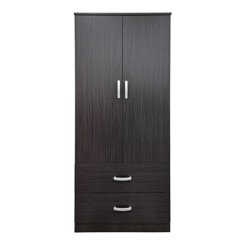 Ντουλάπα δίφυλλη με 2 συρτάρια Alvia pakoworld wenge 80x51.5x180εκ