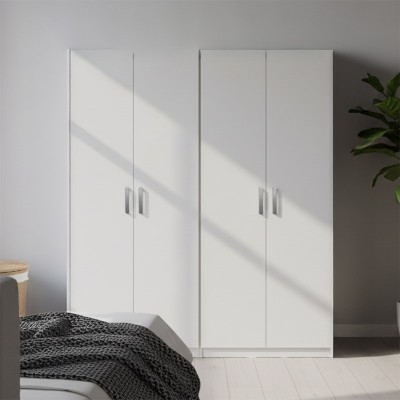 Ντουλάπα τετράφυλλη Athos Ι pakoworld λευκή 160x42x180εκ