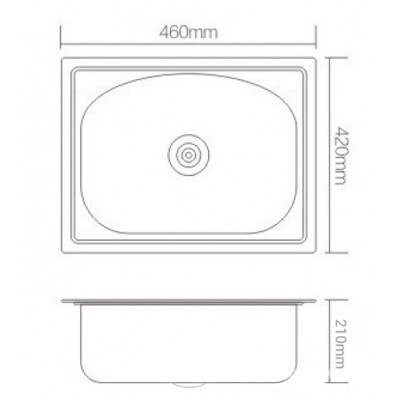 Νεροχύτης Undir ανοξείδωτος 46x42εκ