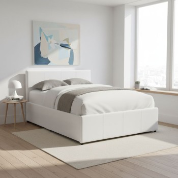 Κρεβάτι Dellia pakoworld με αποθηκευτικό χώρο pu λευκό 120x200εκ