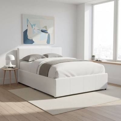 Κρεβάτι Dellia pakoworld με αποθηκευτικό χώρο pu λευκό 120x200εκ