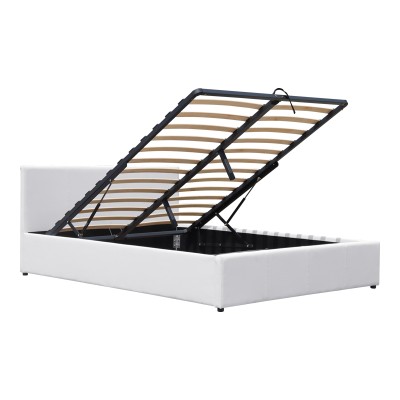 Κρεβάτι Dellia pakoworld με αποθηκευτικό χώρο pu λευκό 120x200εκ