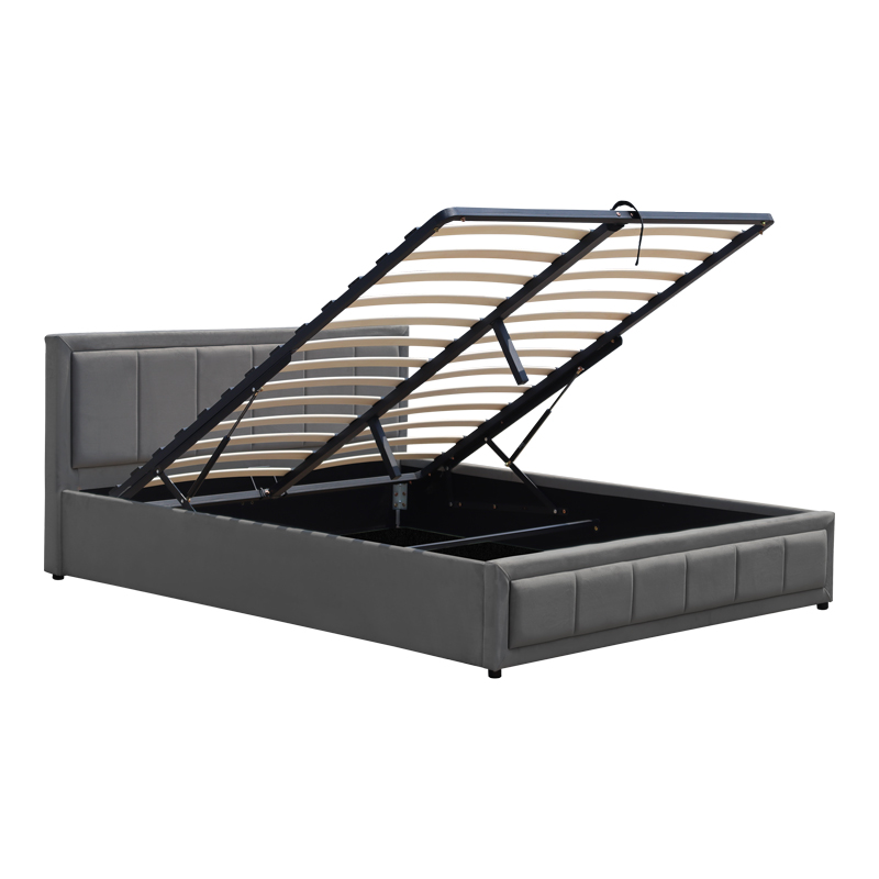 Κρεβάτι Huga pakoworld με αποθηκευτικό χώρο βελούδο ανθρακί 160x200εκ