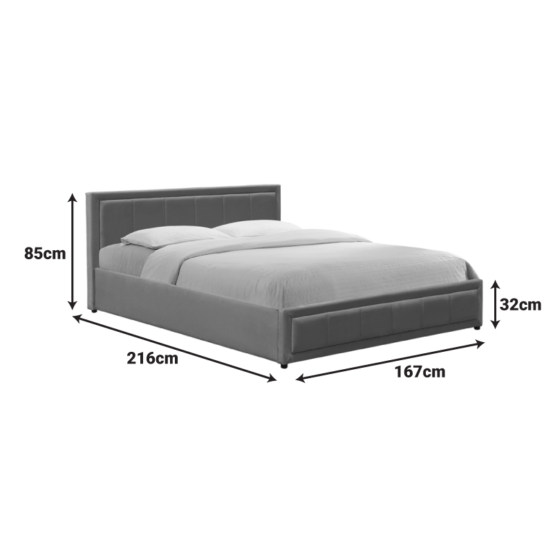 Κρεβάτι Huga pakoworld με αποθηκευτικό χώρο βελούδο ανθρακί 160x200εκ