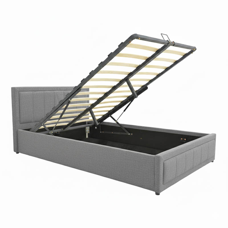 Κρεβάτι Huga pakoworld με αποθηκευτικό χώρο ύφασμα γκρι 160x200εκ