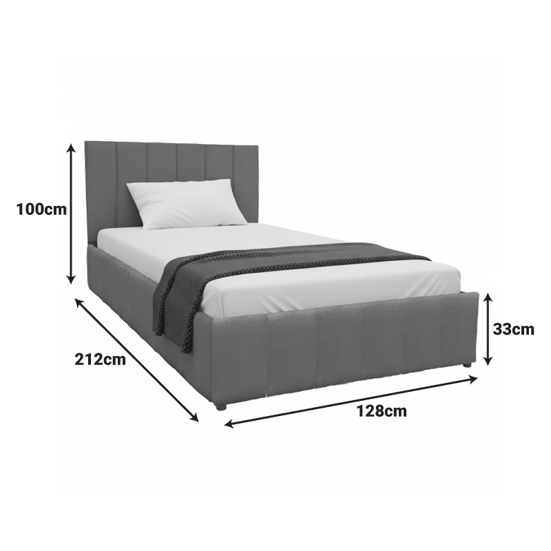 Κρεβάτι Snuggle pakoworld με αποθηκευτικό χώρο βελούδο ανθρακί 120x200εκ