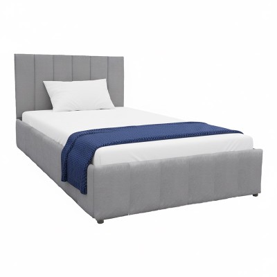 Κρεβάτι Snuggle pakoworld με αποθηκευτικό χώρο βελούδο γκρι 120x200εκ