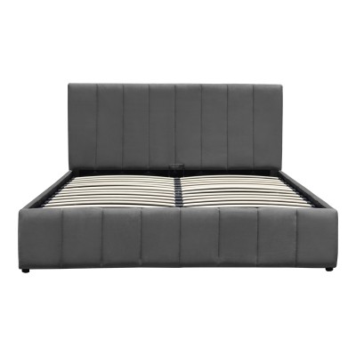 Κρεβάτι Snuggle pakoworld με αποθηκευτικό χώρο βελούδο ανθρακί 160x200εκ