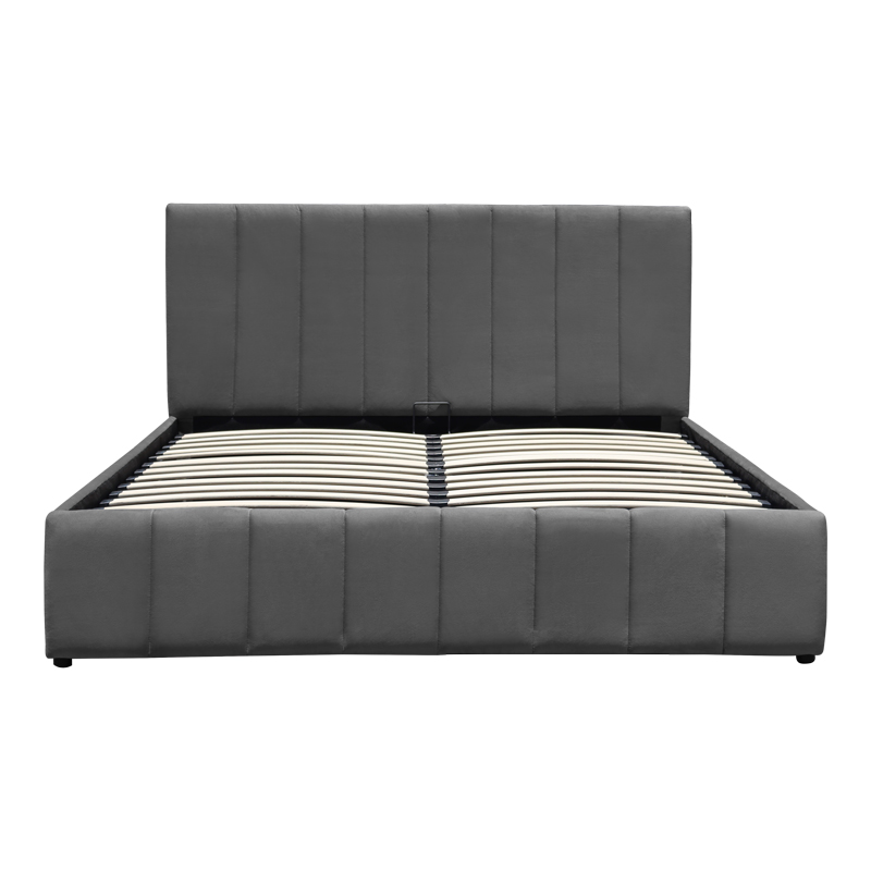 Κρεβάτι Snuggle pakoworld με αποθηκευτικό χώρο βελούδο ανθρακί 160x200εκ