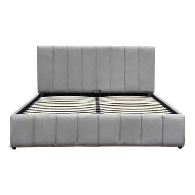 Κρεβάτι Snuggle pakoworld με αποθηκευτικό χώρο βελούδο γκρι 160x200εκ