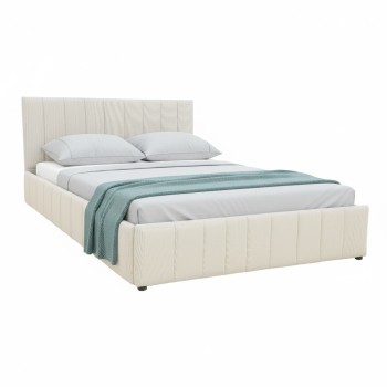 Κρεβάτι Snuggle pakoworld με αποθηκευτικό χώρο ύφασμα μπεζ 160x200εκ