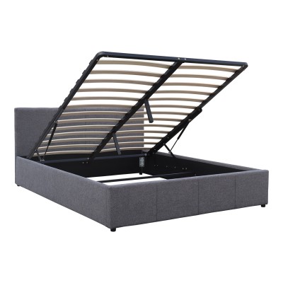 Κρεβάτι Dellia pakoworld με αποθηκευτικό χώρο ύφασμα ανθρακί 150x200εκ