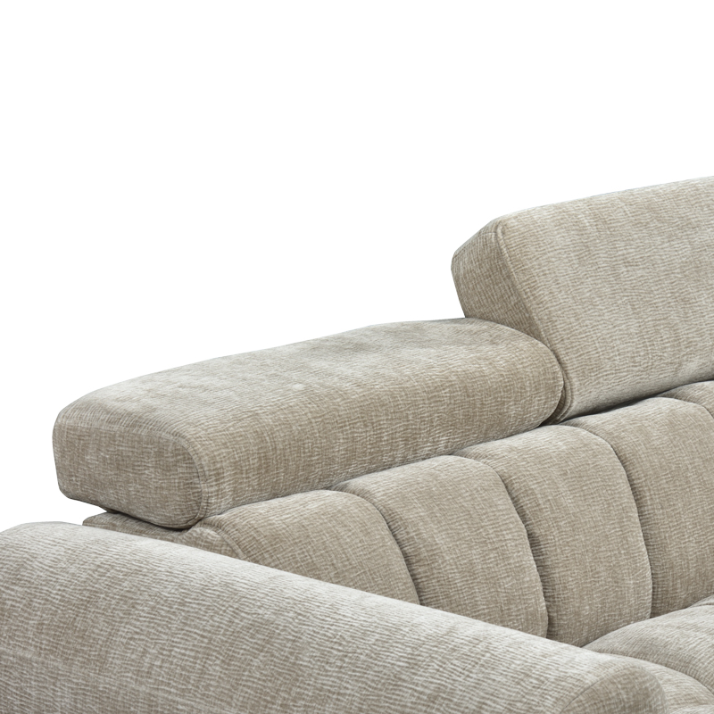 Γωνιακός καναπές-κρεβάτι αριστερή γωνία Nuvora pakoworld με αποθηκευτικό χώρο μπεζ ύφασμα 244x225x79εκ