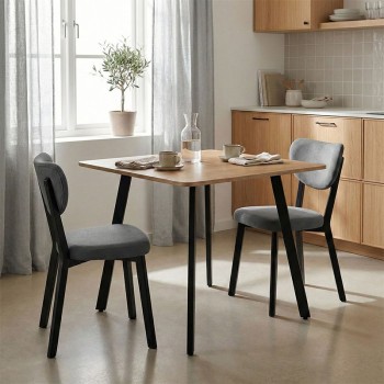 Τραπέζι Squaro pakoworld sonoma mdf με μαύρα μεταλλικά πόδια 80x80x75εκ