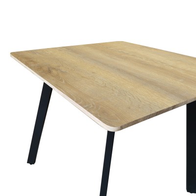 Τραπέζι Squaro pakoworld sonoma mdf με μαύρα μεταλλικά πόδια 80x80x75εκ