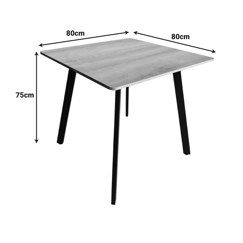 Τραπέζι Squaro pakoworld sonoma mdf με λευκά μεταλλικά πόδια 80x80x75εκ