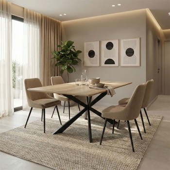 Τραπέζι Aragne pakoworld sonoma mdf με μαύρα μεταλλικά πόδια 160x90x75εκ