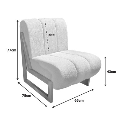 Πολυθρόνα Cocoon pakoworld ύφασμα σε λευκή -πόδια σε φυσική απόχρωση 65x75x77εκ