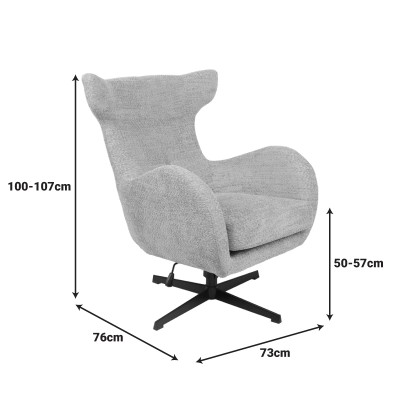 Πολυθρόνα Zefrina pakoworld περιστρεφόμενη ανθρακί ύφασμα με βάση σε μαύρη απόχρωση 77x82x100-107εκ