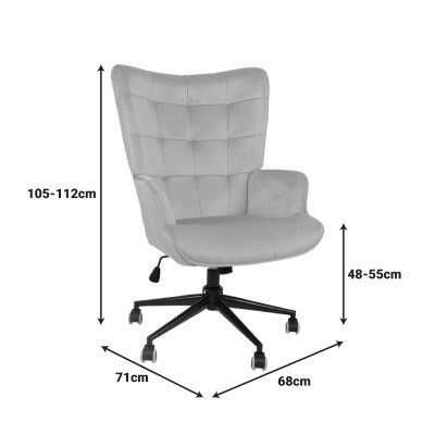 Καρέκλα γραφείου διευθυντή Lobima pakoworld περιστρεφόμενη ανθρακί βελούδο 68x71x105-112εκ