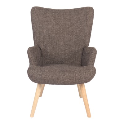 Πολυθρόνα-μπερζέρα Gerlina pakoworld καφέ ύφασμα με πόδι σε φυσική απόχρωση 71x64x94εκ