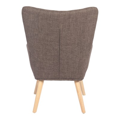 Πολυθρόνα-μπερζέρα Gerlina pakoworld καφέ ύφασμα με πόδι σε φυσική απόχρωση 71x64x94εκ