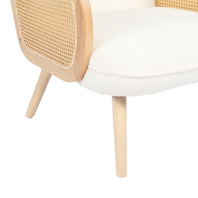 Πολυθρόνα Stedy pakoworld λευκό μπουκλέ ύφασμα με πόδι σε φυσική απόχρωση 78x64x82εκ