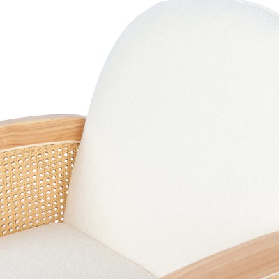 Πολυθρόνα Stedy pakoworld λευκό μπουκλέ ύφασμα με πόδι σε φυσική απόχρωση 78x64x82εκ