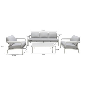 Σαλόνι εξωτερικού χώρου Marlena pakoworld μπεζ αλουμίνιο με ύφασμα σε απόχρωση ανοιχτό γκρι