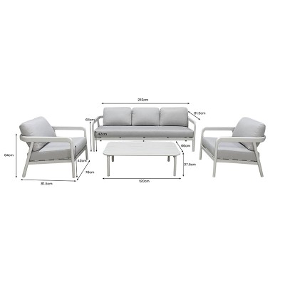 Σαλόνι εξωτερικού χώρου Marlena pakoworld μπεζ αλουμίνιο με ύφασμα σε απόχρωση ανοιχτό γκρι