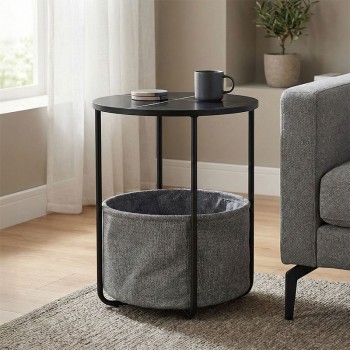 Βοηθητικό τραπέζι Fredami pakoworld μαύρο μαρμάρου Φ40x50εκ